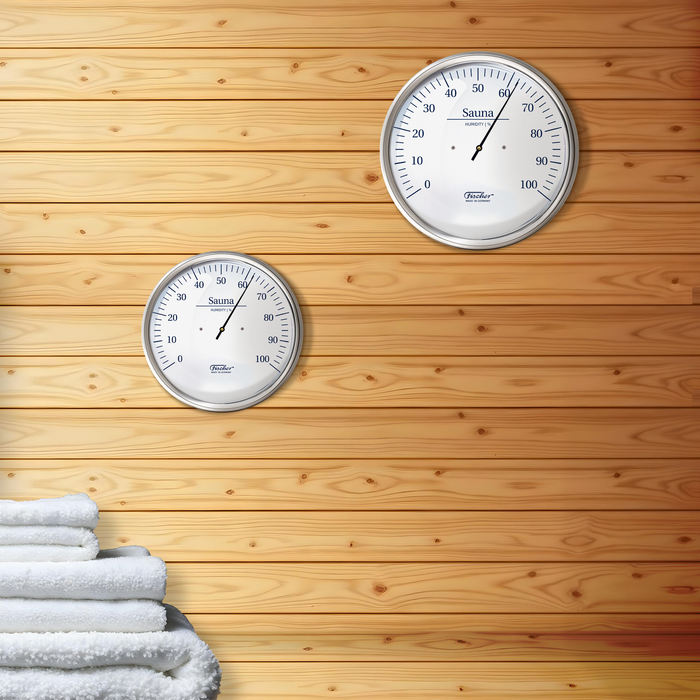 Higrómetro para sauna Fischer, acero inoxidable (inglés)