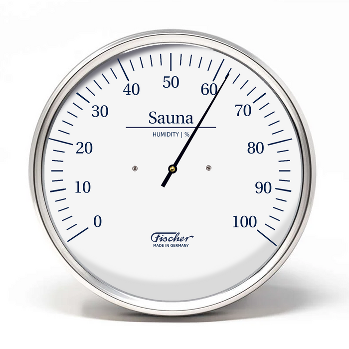 Higrómetro para sauna Fischer, acero inoxidable (inglés)