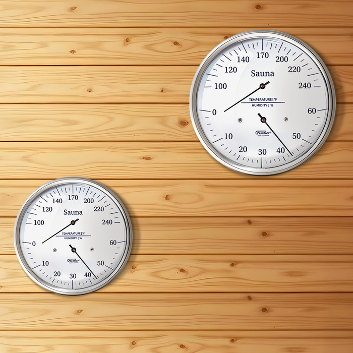 Fischer Sauna Thermometer & Hygrometer, Stainless Steel - US / Fahrenheit