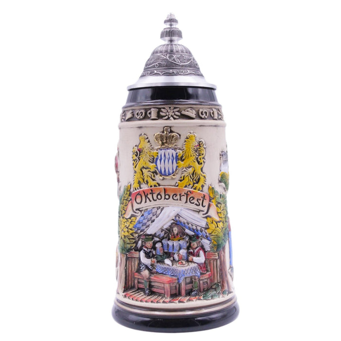 Jarra de Cerveza Alemana 1.0 L (33.8 oz), OKTOBERFEST, Tapa de Peltre Especial (ZSD) - No. 1836-906