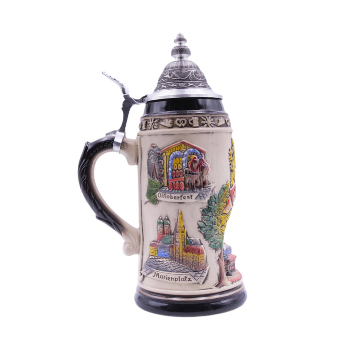 Jarra de Cerveza Alemana 1.0 L (33.8 oz), OKTOBERFEST, Tapa de Peltre Especial (ZSD) - No. 1836-906