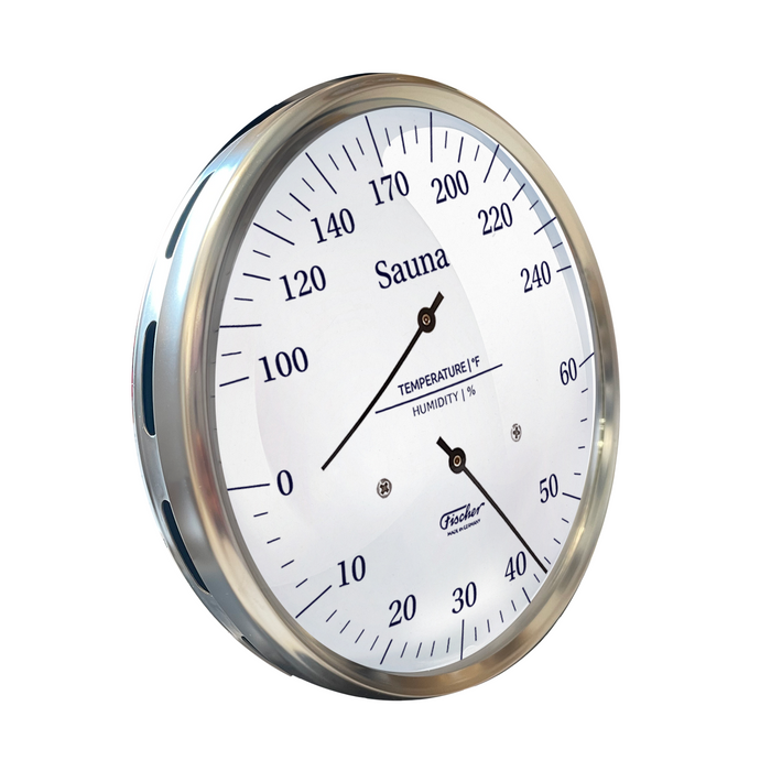 Fischer Sauna Thermometer & Hygrometer, Stainless Steel - US / Fahrenheit