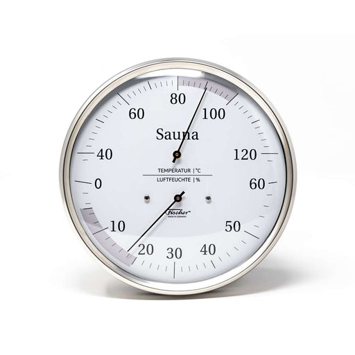 Fischer Sauna Thermometer & Hygrometer, Stainless Steel - DE / Celsius
