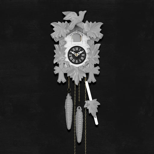 Cuckoo Clock Hand Carved with Leaves and Bird