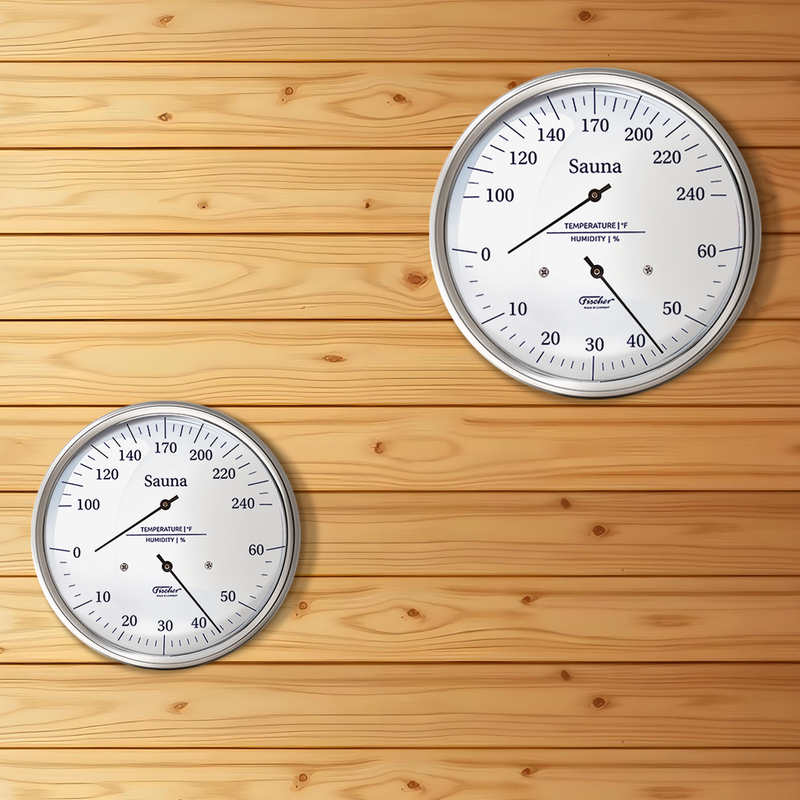 Termómetro e higrómetro para sauna Fischer, acero inoxidable - US/Fahrenheit