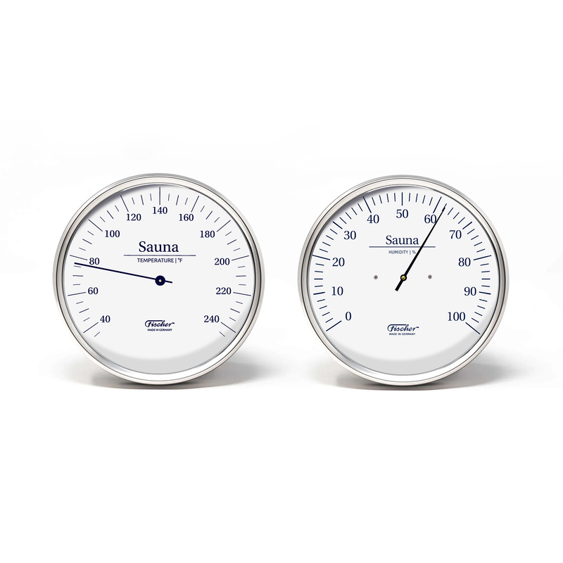 Fischer Sauna Thermometer + Hygrometer, Stainless Steel (US Version °F)