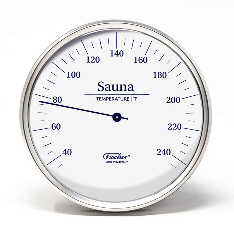 Fischer Sauna Thermometer + Hygrometer, Stainless Steel (US Version °F)