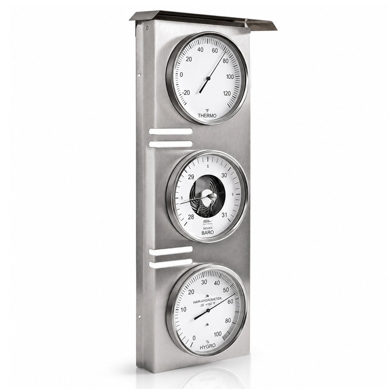 Fischer outdoor weather station, stainless steel, 510 x 215 mm, Ø 130 mm - 823-01-US  (°F/Inch)