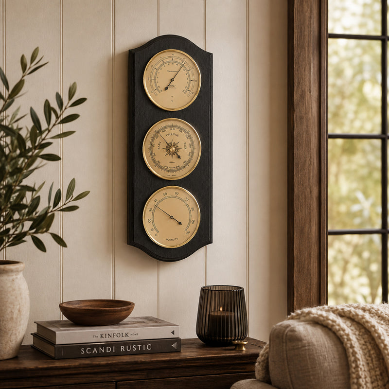 Fischer Weather Station 9178-06 Black Edition - Thermometer, Barometer & Hygrometer - 395 mm / 15.6" - US Version