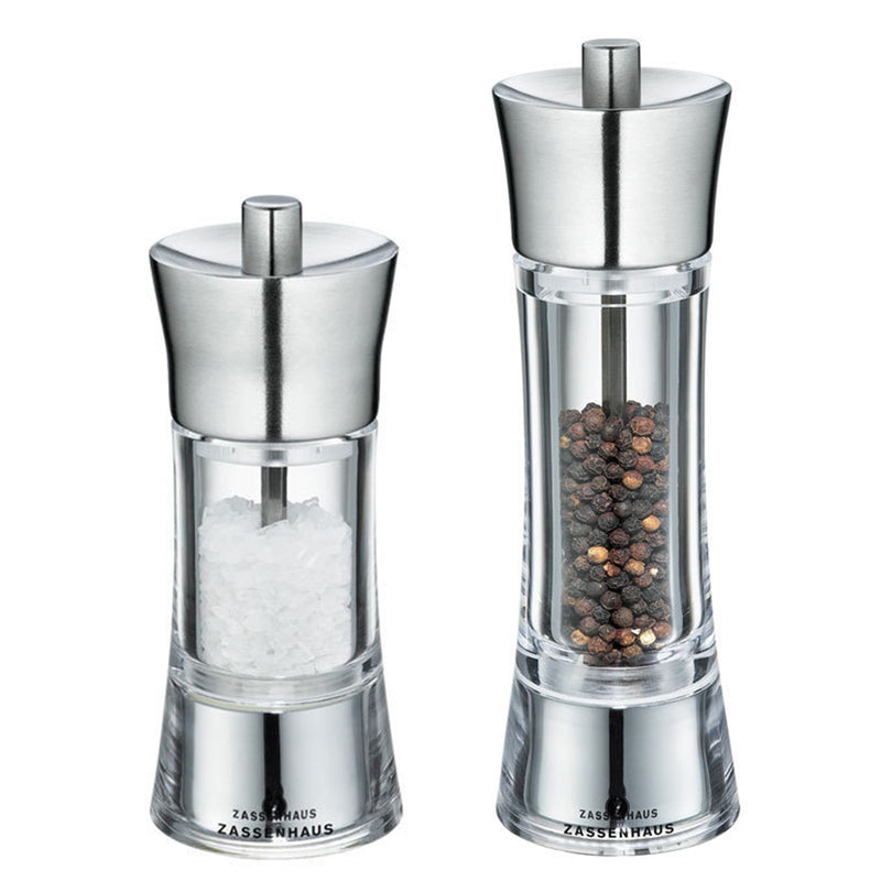 Zassenhaus AACHEN Salt and Pepper Mill - Acrylic & Stainless Steel