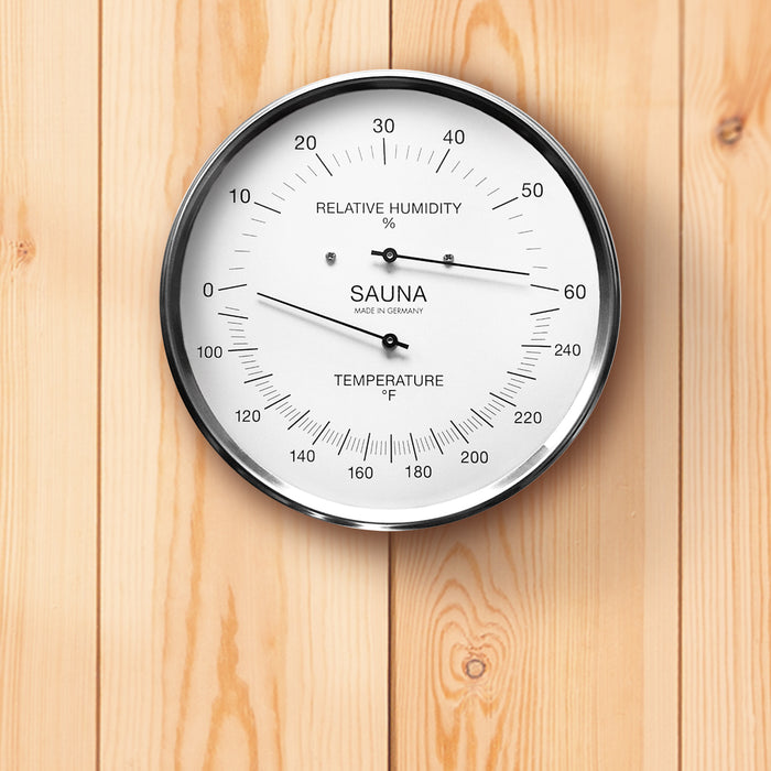 Fischer Sauna Thermometer & Hygrometer, Stainless Steel - US / Fahrenheit