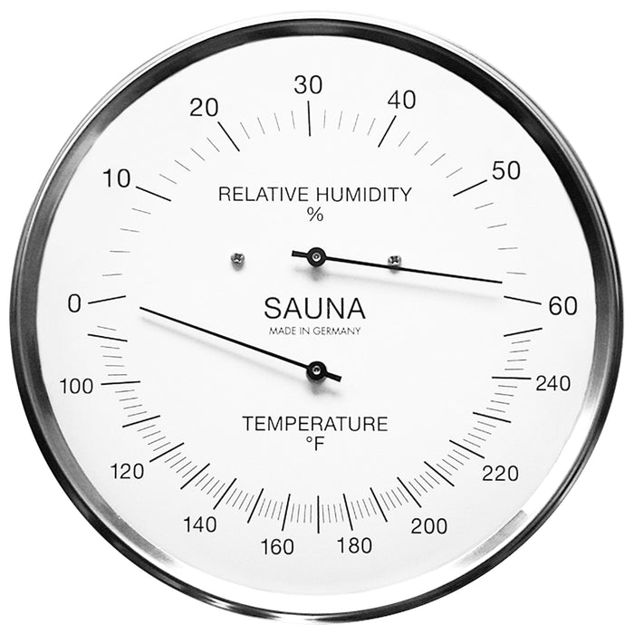Fischer サウナ用温度計・湿度計、ステンレススチール - 米国/華氏