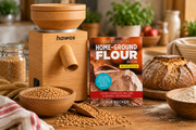 hawos grain mill with Sue Becker's Home-Ground Flour Book