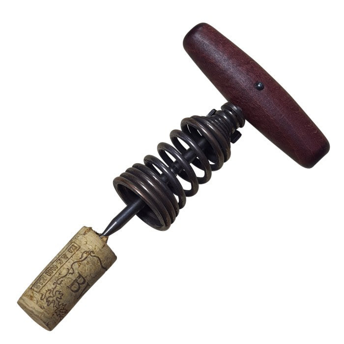 Holland-Cunz Spring-Loaded Corkscrew with Mahogany-Style Handle, Retro Design