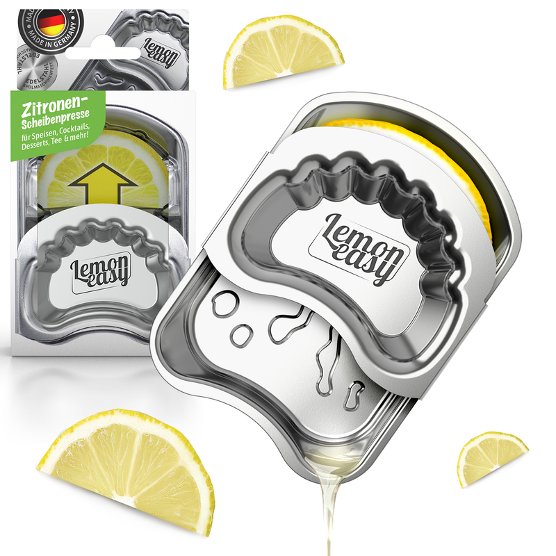 Lemoneasy Prensa de Rodajas de Limón de Acero Inoxidable - Exprimidor Compacto de Cítricos, Apto para Lavavajillas, Fabricado en Alemania