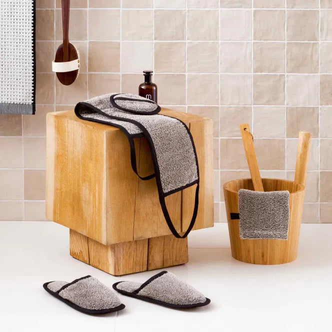 MÖVE Sauna Back Massage Strap (Nature/Black) – 70 x 15 cm (27.5 x 5.9 in)