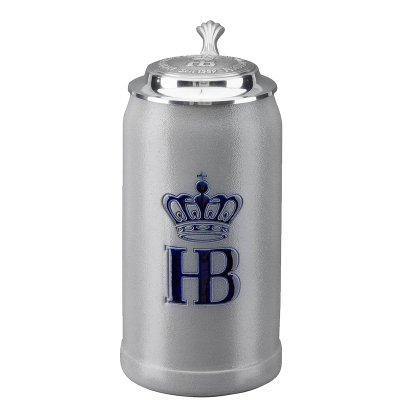 Original Hofbräuhaus München Beer Stein "Salt Glaze" with Pewter Lid