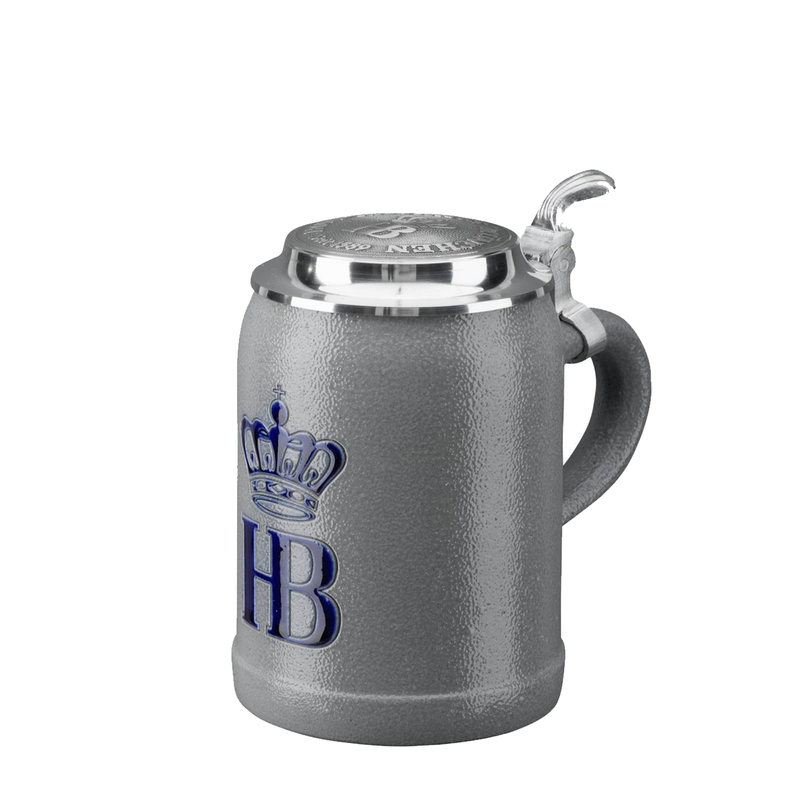 Original Hofbräuhaus München Beer Stein "Salt Glaze" with Pewter Lid
