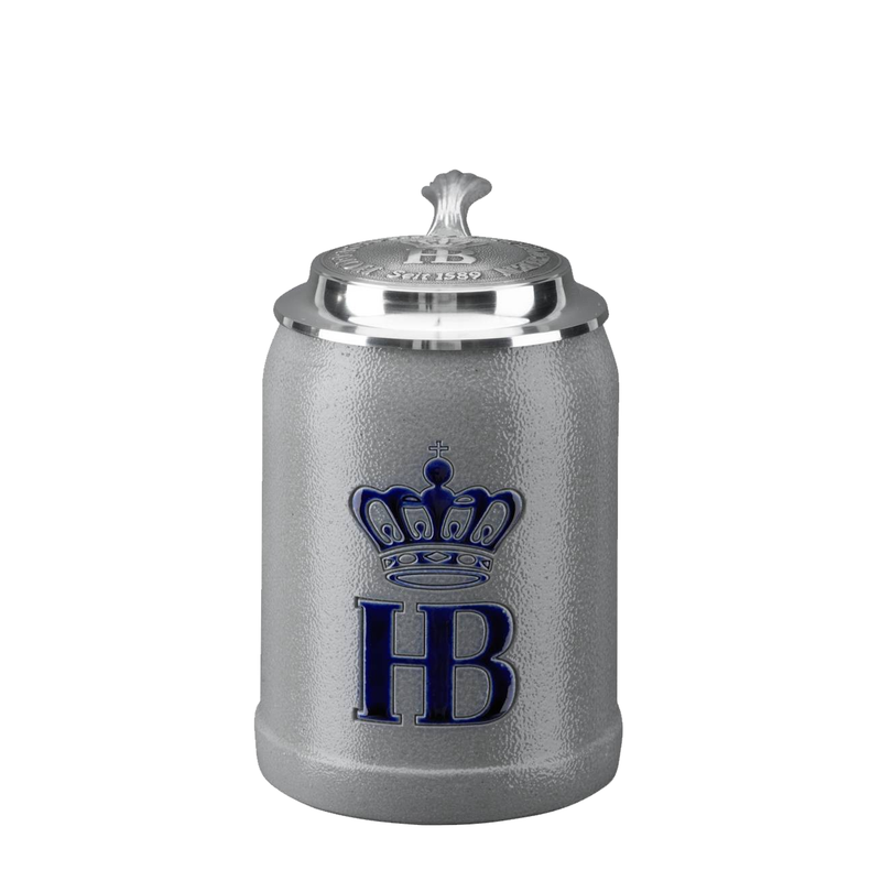 Original Hofbräuhaus München Beer Stein "Salt Glaze" with Pewter Lid
