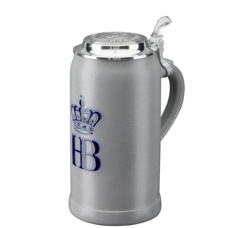 Original Hofbräuhaus München Beer Stein "Salt Glaze" with Pewter Lid