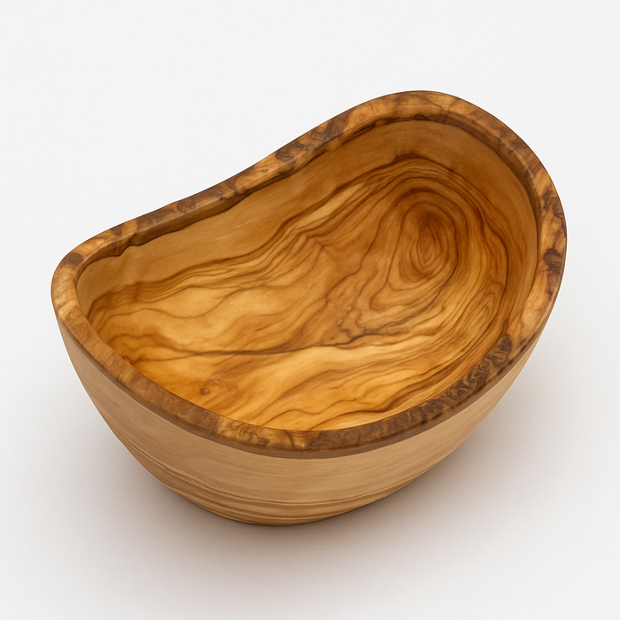 PASTERKAMP Cuenco para Frutas de Madera de Olivo con Borde Natural - Ø 21–23 cm / Ø 8.3–9.1"