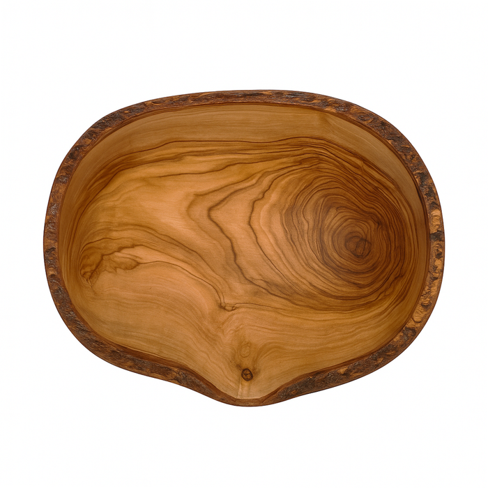 PASTERKAMP Cuenco para Frutas de Madera de Olivo con Borde Natural - Ø 21–23 cm / Ø 8.3–9.1"
