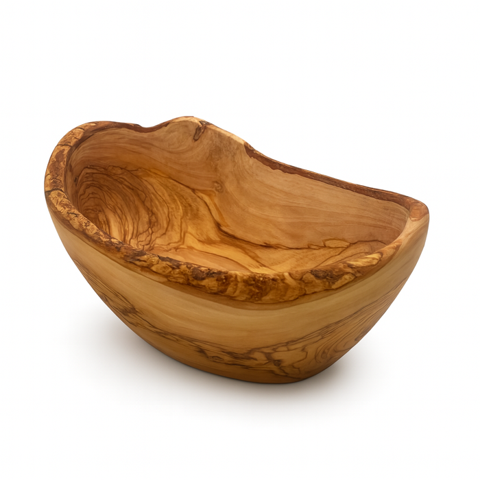 PASTERKAMP Cuenco para Frutas de Madera de Olivo con Borde Natural - Ø 21–23 cm / Ø 8.3–9.1"