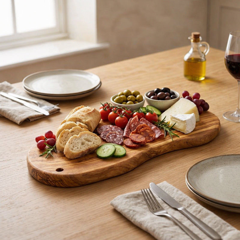 PASTERKAMP Olive Wood Cutting Board - Unique Shape with Natural Edge