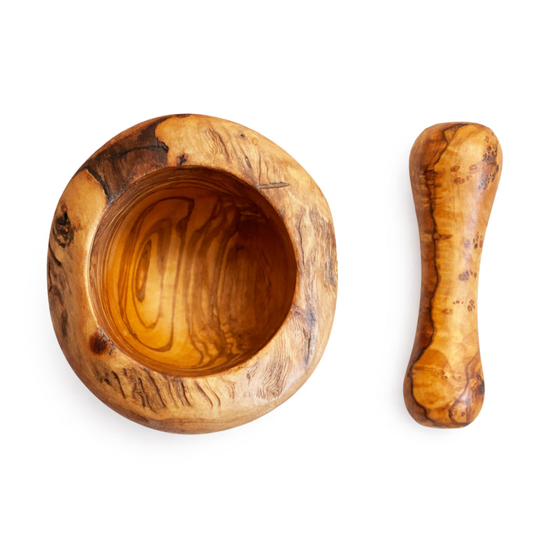 PASTERKAMP Rustic Olive Wood Mortar and Pestle