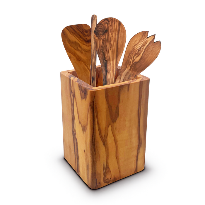 PASTERKAMP Soporte para Utensilios de Madera de Olivo - Ø 16 cm / 6.3"