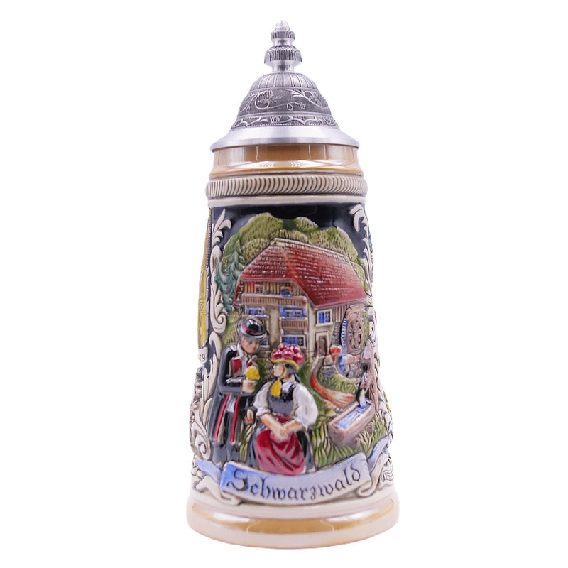 German Beer Stein 1/2 L (16.9 oz), PANORAMA BLACK FOREST, Special Pewter Lid (ZSD) - No. 1749-996