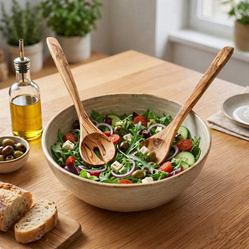 PASTERKAMP Olive Wood Salad Servers "Scandia" 30 cm / 11.8"