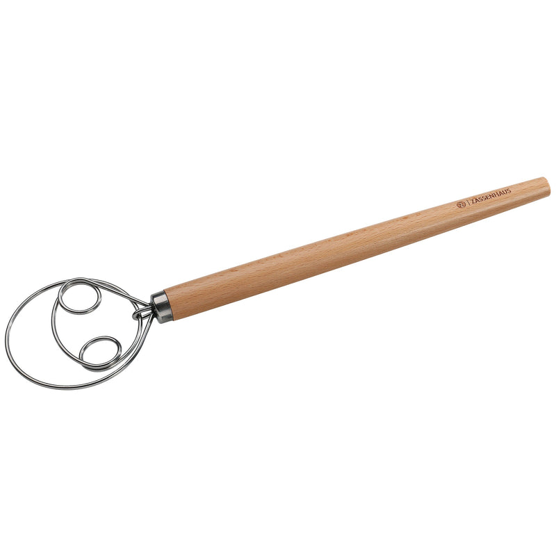 Zassenhaus デンマーク式生地ホイッパー（ブナ材とステンレス） - 13.8 in / 35 cm