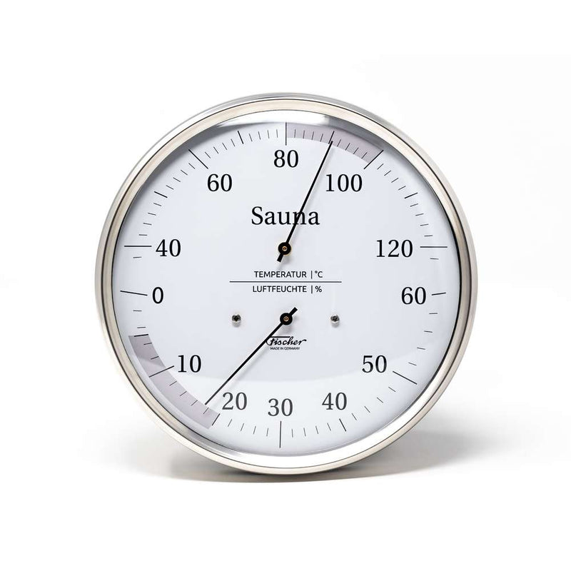 Fischer Sauna Thermometer & Hygrometer, Stainless Steel - DE / Celsius