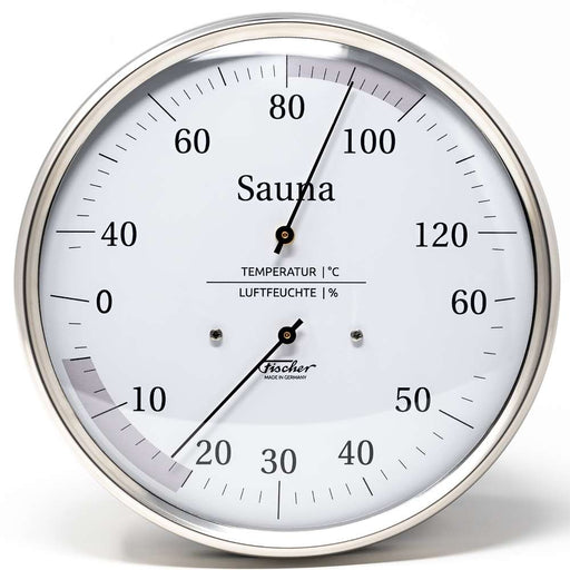 Fischer Sauna Thermometer & Hygrometer, Stainless Steel - DE / Celsius