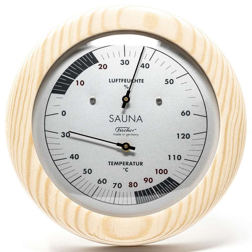 Fischer Sauna Thermometer & Hygrometer, Pinewood, 155 mm / 6.1", 196TH-03 ( DE, Celsius)