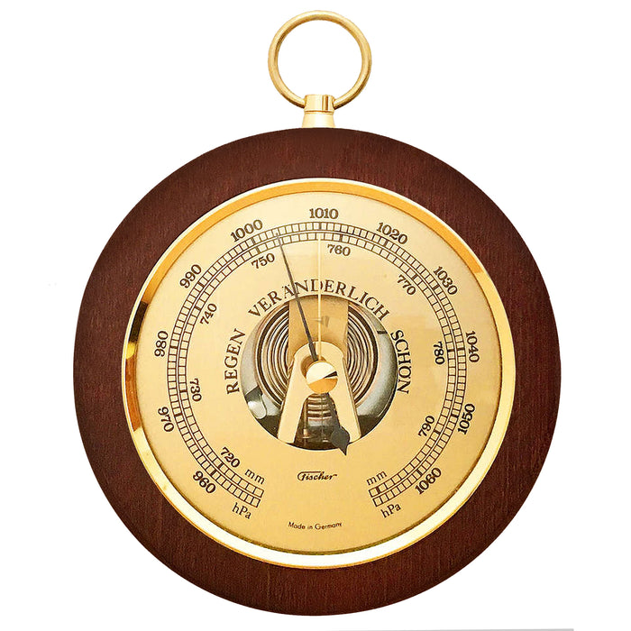 Fischer Barometer Brass-Mahogany 140 mm / 5.5" - 1366R-22 (German Display)