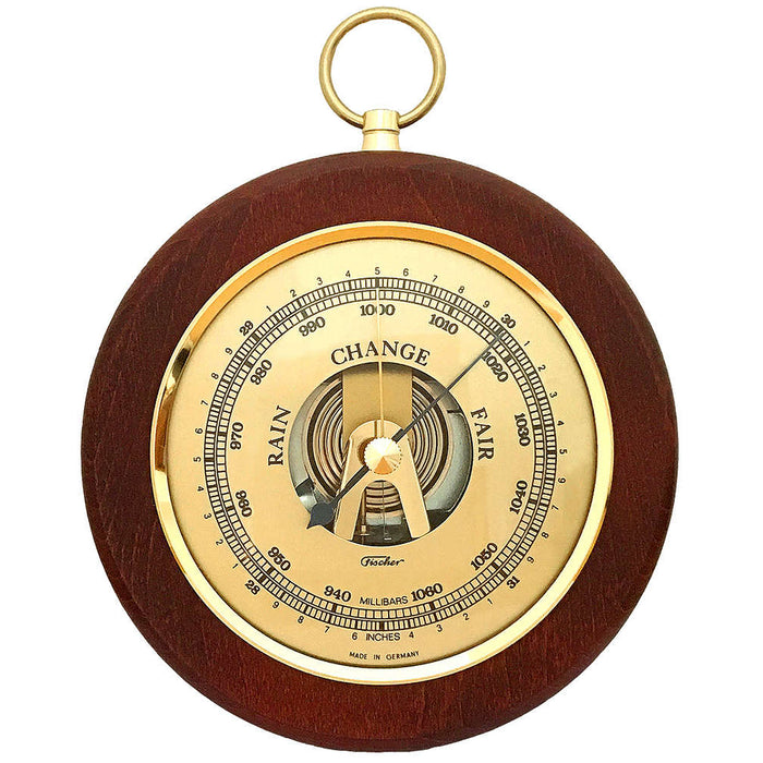 Fischer Barometer Brass-Mahogany 140 mm / 5.5" - 1366R-22 (English Display)