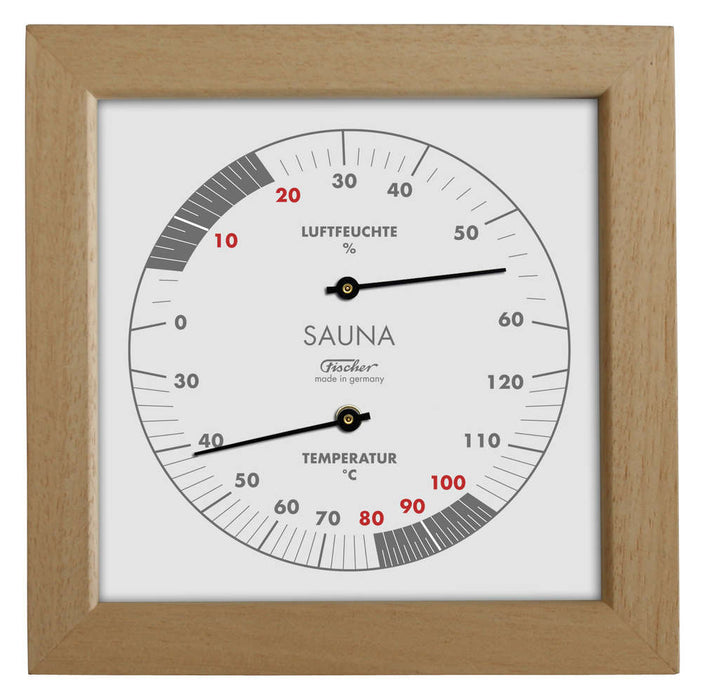 Fischer Sauna Thermometer & Hygrometer, Pinewood - DE / Celsius