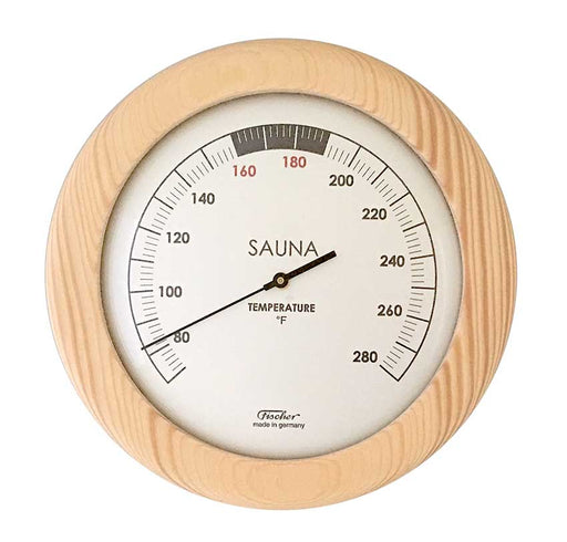 Fischer Sauna Thermometer, Pinewood, 155 mm / 6.1", 196T-03F (US Version, Fahrenheit)