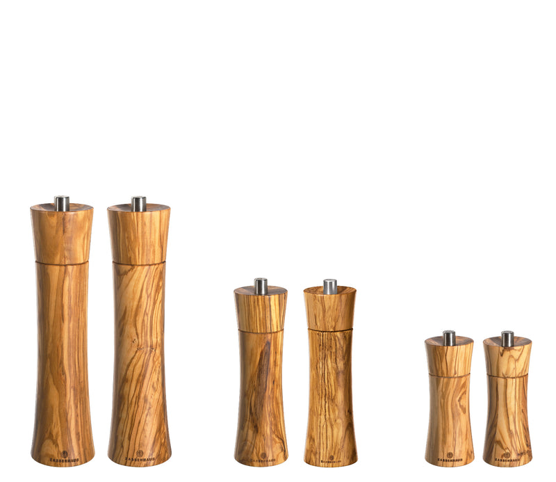 Zassenhaus Pepper & Salt Mill Set FRANKFURT with Coaster, Olive Wood