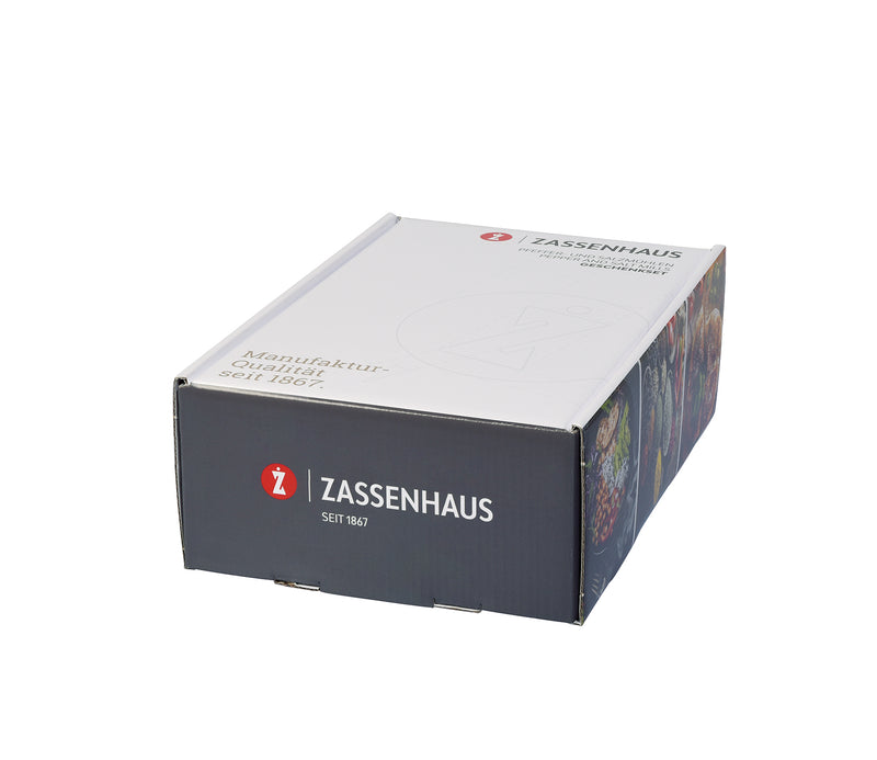 Zassenhaus Pepper & Salt Mill Set FRANKFURT with Coaster, Olive Wood