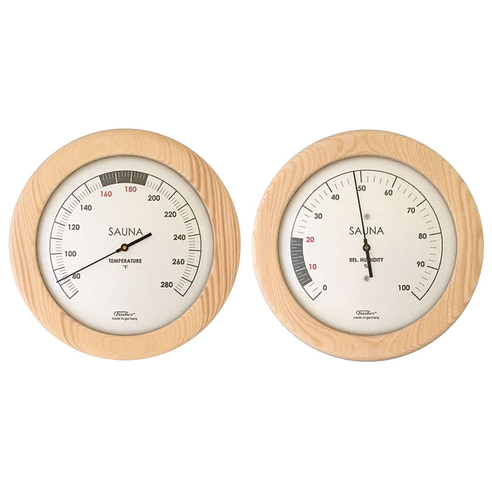 Fischer Sauna Thermometer + Hygrometer, 155 mm, Set: 196T-03F + 196H-03EN (English, °F)