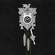 Cuckoo Clock Hand Carved with Leaves and Bird