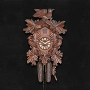 Cuckoo Clock Hand Carved with Leaves and Bird