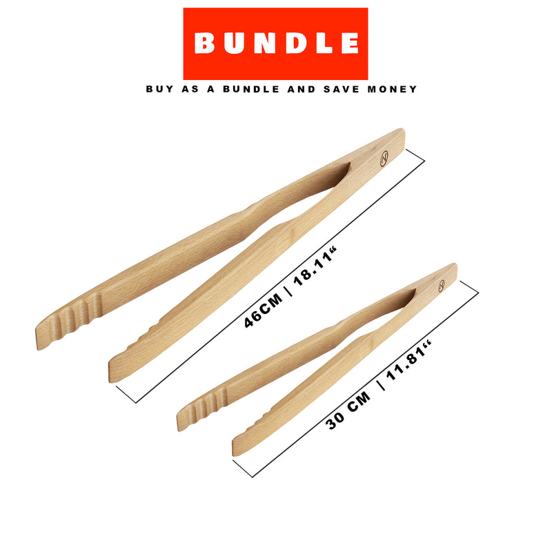 Zetzsche Kitchen Grill Tongs, Beech Wood, Gift Box