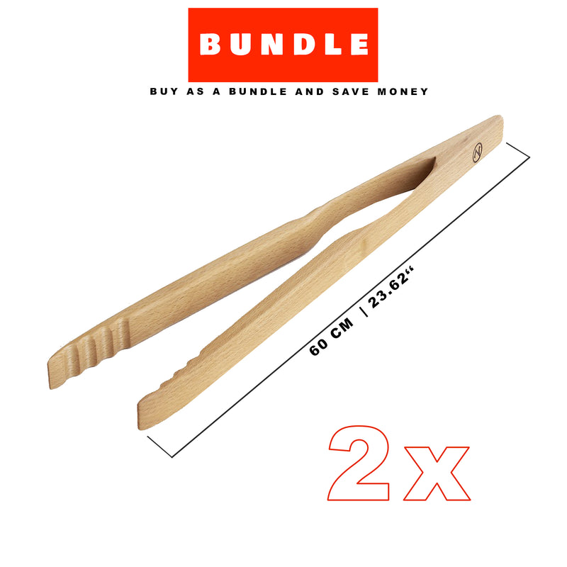 Zetzsche Kitchen Grill Tongs, Beech Wood, Gift Box