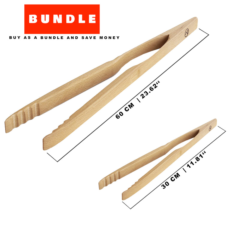 Zetzsche Kitchen Grill Tongs, Beech Wood, Gift Box