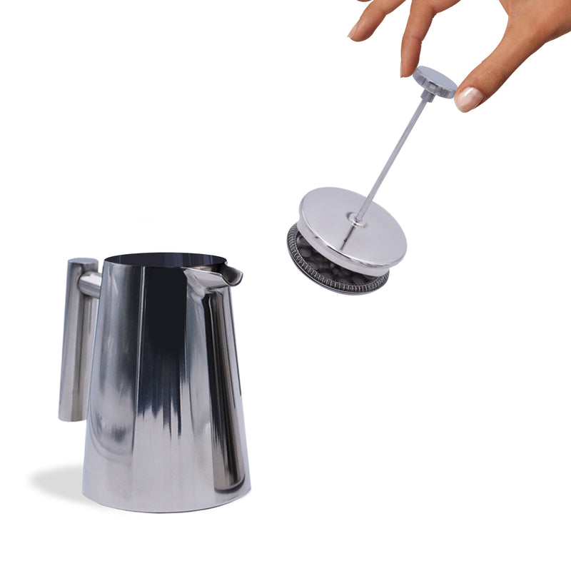 WEIS Polished Stainless Steel French Press Coffee Maker, Insulated