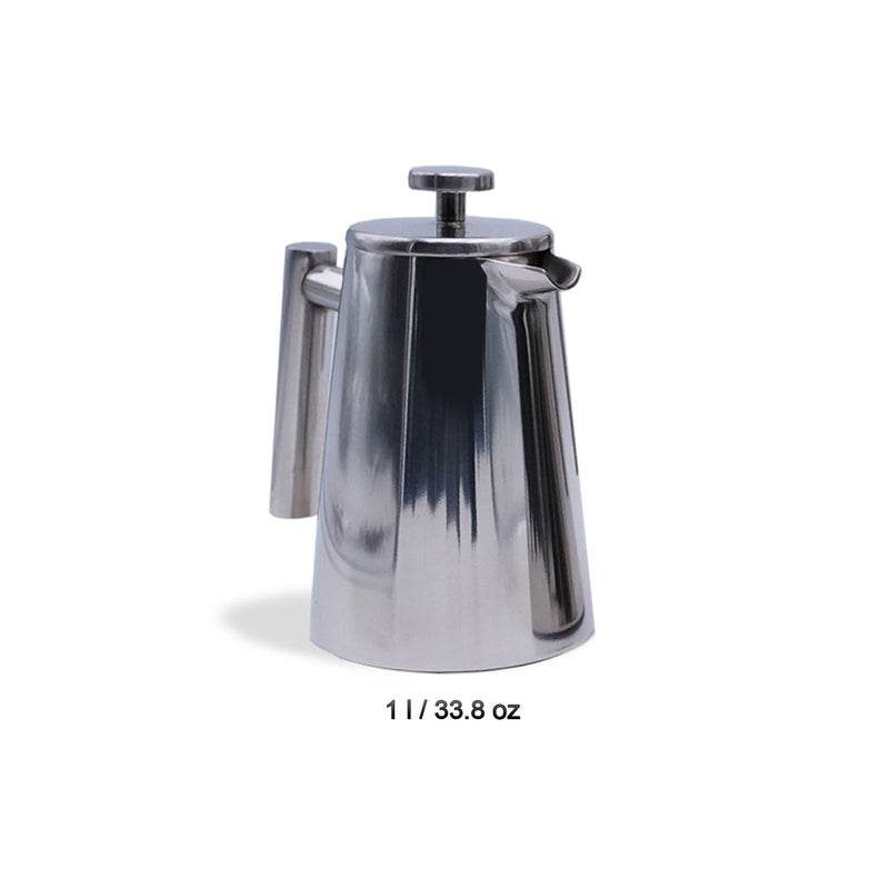 WEIS Polished Stainless Steel French Press Coffee Maker, Insulated